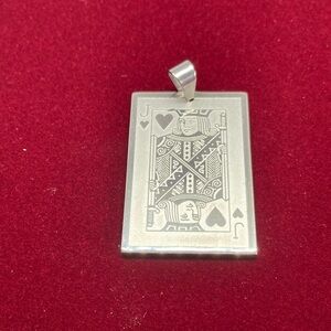 Silver Playing Card Pendant Jack of Hearts